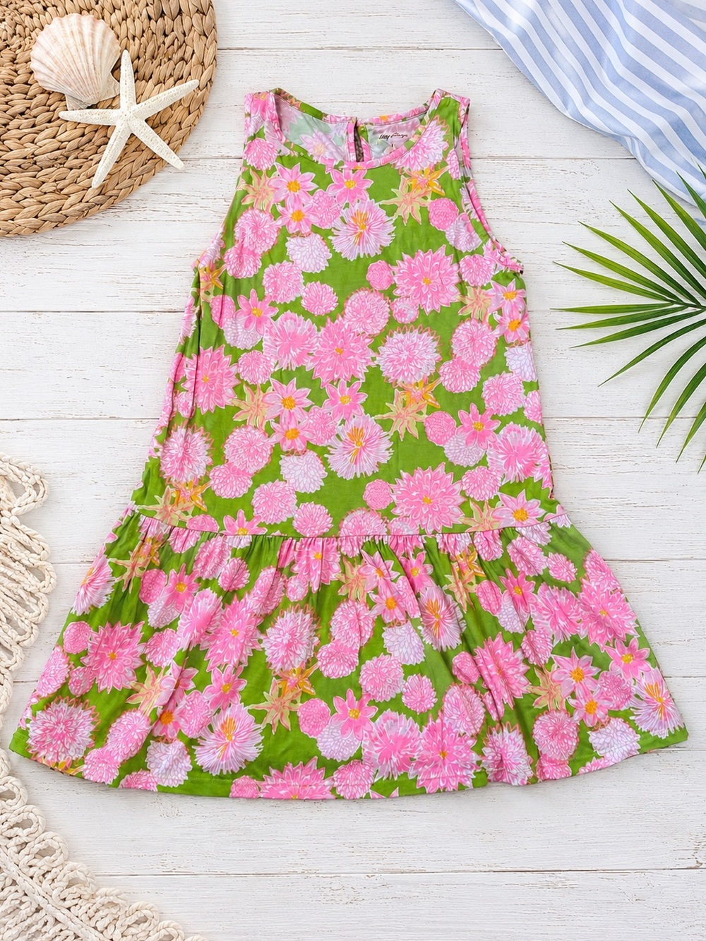 Lilly Pulitzer Dixi Swing Dress Seaside Garden Fit Size Medium (Tag L) - PTP 18”